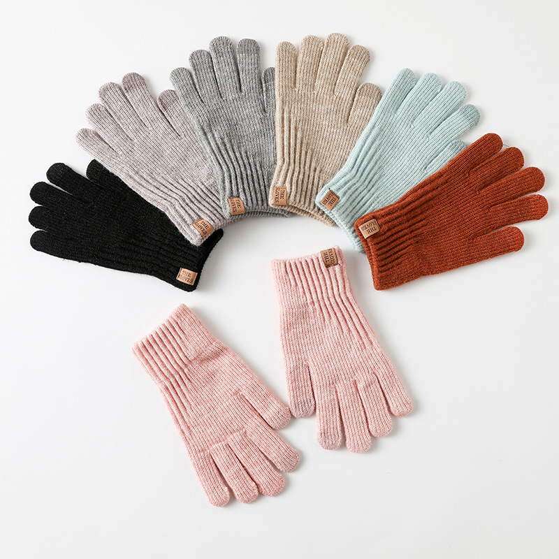 Wool Glove Lined - Guantes de punto con forro polar