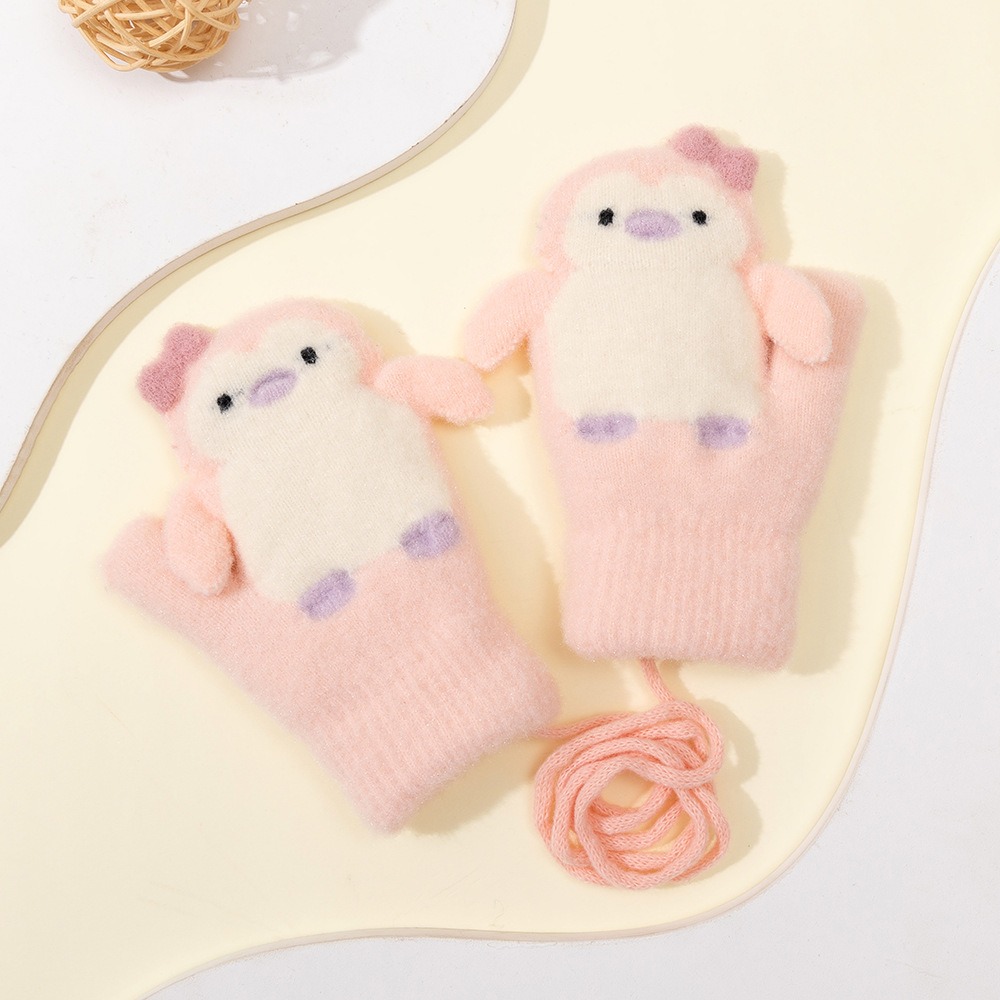 Wool Glove Lined - Guantes de punto con cordón antipérdida